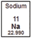 <strong>Each proton and neutron have a mass of one atomic mass unit (amu). Using this information from the periodic table, determine the mass of sodium (Na). </strong> A) 11 amu B) 12 amu C) 23 amu D) 34 amu