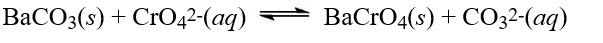 <strong>The value of the solubility product constant for barium carbonate is 5.0 × 10<sup>-9</sup> and that of barium chromate is 2.1 × 10<sup>-10</sup>. From this data, what is the value of K<sub>c</sub> for the reaction below? Hint: Combine reactions and K<sub>sp</sub> values like all other reactions and equilibrium constants.</strong> A)1.1 × 10<sup>-18</sup> B)4.2 × 10<sup>-2</sup> C)4.8 × 10<sup>-9 </sup> D)4.9 E)24