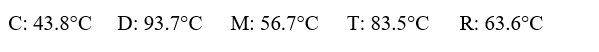 <strong>Given the following substances and their normal boiling points, in °C:   Which ranking correctly lists some of these liquids in order of increasing intermolecular forces at 20°C?</strong> A)C < R < D B)D < T < R C)R < T < C D)C < D < M E)D < R < M <div style=padding-top: 35px> 