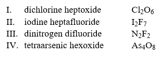 Select the examples in which the formulas do not correctly match the names of the compounds indicated. Hint: Write the correct name of each formula without looking at the names and then compare it to the choices.