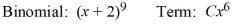 Find the coefficient, C, of the term in the binomial expansion.