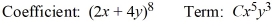 Find the coefficient, C, of the term in the binomial expansion.