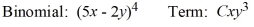 Find the coefficient, C, of the term in the binomial expansion.