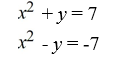 <strong>Graph each equation and find the point(s) of intersection. </strong> A) (0, -7) B) (0, 7) C) (7, -7) D) no solution