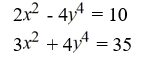 Solve the system of equations by applying the elimination method.