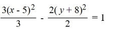 <strong>Find the standard form of the hyperbola with the following equation.2 - 3 - 20x - 48y = 148</strong> A) B) C) D)