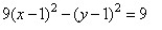 <strong>Find the equation of the hyperbola from the given graph. </strong> A) B) C) D)
