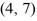 Find the standard form of the equation of an ellipse with foci (4, 3) and and vertices and