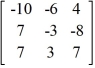 <strong>Evaluate the 3 × 3 determinant. </strong> A) -492 B) 768 C) 408 D) 492