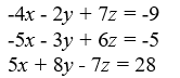 <strong>Use Cramer's Rule to either solve the system of equations, determine if the system is inconsistent (no solution), or dependent (infinitely many solutions). </strong> A) (-3, 4, -5) B) (-5, 4, -3) C) inconsistent D) dependent