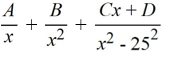 <strong>Select the form of the partial fraction decomposition for the given rational expression. Do not solve for the constants. </strong> A) B) C) D)