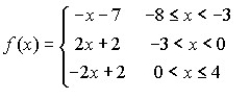 Graph the piecewise-defined function. State the domain and range in interval notation. Determine the intervals where the function is increasing, decreasing, or constant.