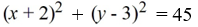 <strong>The point (4, 0) lies on a circle centered at (-2, 3). Find the equation of the circle in standard form.</strong> A) B) C) D)