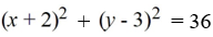 <strong>The point (4, 0) lies on a circle centered at (-2, 3). Find the equation of the circle in standard form.</strong> A) B) C) D)