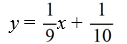 <strong>Write the equation of the line given the slope m = 1/9 and x-intercept (1/10, 0).</strong> A) B) C) D)