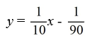 <strong>Write the equation of the line given the slope m = 1/9 and x-intercept (1/10, 0).</strong> A) B) C) D)