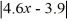 <strong>Solve the equation. = 4.6</strong> A) {1.85} B) {-0.15, 1.85} C) {-1.85, 0.15} D) {0.15, 1.85}
