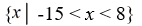 <strong>Rewrite in set notation. [-15, 8]</strong> A)   B)   C)   D)   <div style=padding-top: 35px> 