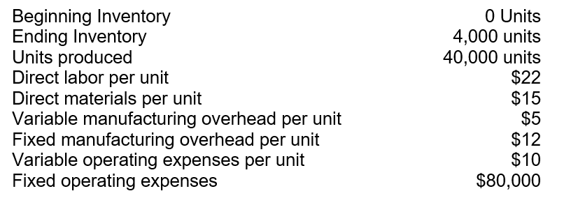 <strong>The following information applies to Hawks Corporation: Using variable costing, what will Hawks record as operating income if the units were sold for $95 each and assuming no variances were reported?</strong> A)$556,000. B)$988,000. C)$1,036,000. D)$1,108,000.