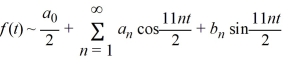 Consider the following periodic function with period : f (t) = f = f (t) The Fourier representation has the form What is the value of ?