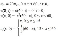Suppose the following initial boundary value problem governs the shape of a string 60 cm long, where t is measured in minutes: What is the speed of wave propagation along the string?