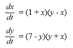 <strong>Which of the following is a critical point of this nonlinear system? Select all that apply.</strong> A) (1, -1) B) (-7, -7) C) (1, 7) D) (-1, 1) E) (-1, 7) F) (-7, 7) G) (7, 7) H) (0, 0)