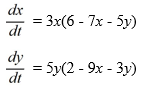 <strong>Consider this competing species model: Which of the following statements are true? Select all that apply.</strong> A) The entire first quadrant is the basin of attraction for the critical point \left(-\frac{1}{3}, \frac{5}{3}\right) . B) The origin is an unstable node. C) Both \left(-\frac{6}{7}, 0\right) and \left(-\frac{2}{3}, 0\right) are saddle points. D) Both \left(\frac{6}{7}, 0\right) and \left(0, \frac{2}{3}\right) are saddle points E) All solution trajectories approach the origin as t \rightarrow \infty . F) The critical point \left(-\frac{1}{3}, \frac{5}{3}\right) corresponds to coexistence in this model.