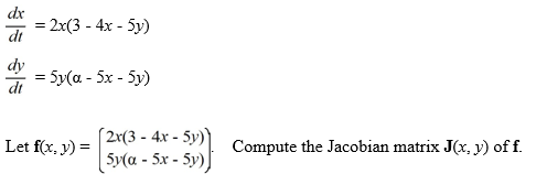 Suppose α is a positive real parameter. Consider this competing species model: 