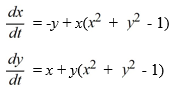 Consider the following nonlinear system: Convert this system into an equivalent system in polar form.