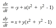 <strong>Consider the following nonlinear system: Which of these statements is true? Select all that apply.</strong> A) There are no isolated closed trajectories for this system. B) For r > 0, the corresponding solution trajectories spiral outward away from r = 1 in a counterclockwise fashion. C) For 0 < r < 1, the corresponding solution trajectories spiral toward the origin in a counterclockwise fashion. D) The unit circle is a semistable limit cycle. E) The unit circle is an unstable limit cycle.