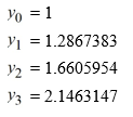 <strong>Consider the initial value problem This question is related to using the predictor-corrector method to estimate the solution y(0.2) using a step size of h = 0.05. For this problem, you will need these values to carry out the computations: Which of the following is the correct formula for </strong> A) f_{i}=0.05 i+5 y_{i} B) f_{i}=2 \times 0.05 i+5 y_{i-1} C) f_{i}=2 \times 0.05(i-1)+5 y_{i-1} D) f_{i}=2 \times 0.05 i+5 y_{i}