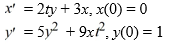 Consider the system of initial value problems given by This problem can be expressed using matrix notation as When using the Euler method with h = 0.1, = ________