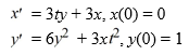 Consider the system of initial value problems given by This problem can be expressed using matrix notation as where When using the improved Euler method with h = 0.05, how many iterations n do you need in order to estimate the solution y<sub>n</sub> at t = 0.10? n = ________