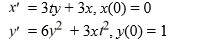 Consider the system of initial value problems given by This problem can be expressed using matrix notation as where When using the improved Euler method with h = 0.05, ________