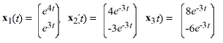 <strong>Consider the first-order homogeneous system of linear differential equations   and the following three vector functions:   Which of the following statements are true? Select all that apply.</strong> A) {X<sub>1</sub>,X<sub>2</sub> ,X<sub>3</sub> } is a fundamental set of solutions for this system. B) W [X<sub>1</sub>(t), X<sub>2</sub>(t)] ? 0 for every real number t. C) X<sub>1</sub> and X<sub>2</sub> are linearly dependent. D) 6X<sub>1</sub> + 4X<sub>2</sub> + 3X<sub>3</sub> is a solution of this system. E) {X<sub>1</sub>, X<sub>2</sub>} is a fundamental set of solutions for this system. <div style=padding-top: 35px> 