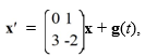Consider the first-order nonhomogeneous system of linear differential equations Where the components of g(t) are continuous functions.Given a fundamental matrix (t) for the system, what is the solution of this system if it is equipped with the initial condition x(3.6) = X <sub>0</sub>?