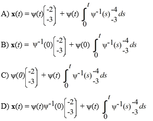Consider the first-order nonhomogeneous initial value problem Given a fundamental matrix (t) for the system, what is the solution of this system if it is equipped with the initial condition x(0) = X<sub>0</sub>?