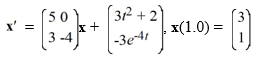 Consider the first-order nonhomogeneous initial value problem Which of these is the fundamental matrix (t) for this system?