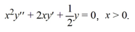 <strong>Find the general solution of the Cauchy Euler differential equation .</strong> A) y=C_{1} x^{-\frac{1}{2}}+C_{2} x^{\frac{1}{2}} B) y=C_{1} x^{\frac{1}{2}}+C_{2} x^{\frac{1}{2}} \ln x C) y=C_{1} x^{-\frac{1}{2}}+C_{2} x^{-\frac{1}{2}} \ln x D) y=x^{-\frac{1}{2}}\left(C_{1} \sin \frac{1}{2} \ln x+C_{2} \cos \frac{1}{2} \ln x\right) E) y=x^{-\frac{1}{2}}\left(C_{1} \sin \ln \frac{1}{2} x+C_{2} \cos \ln \frac{1}{2} x\right) F) y=x^{\frac{1}{2}}\left(C_{1} \sin -\frac{1}{2} \ln x+C_{2} \cos -\frac{1}{2} \ln x\right)