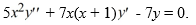 <strong>Consider the second-order differential equation: . Why is C<sub>0</sub> = 0 a regular singular point?</strong> A) The functions x^{2} \cdot \frac{7 x(x+1)}{5 x^{2}} and x \cdot\left(-\frac{7}{5 x^{2}}\right) both have convergent Taylor series expansions about 0 . B) The functions x \cdot \frac{7 x(x+1)}{5 x^{2}} and x^{2} \cdot\left(-\frac{7}{5 x^{2}}\right) both have convergent Taylor series expansions about 0 . C) \lim _{x \rightarrow 0} x \cdot\left(-\frac{7}{5 x^{2}}\right)=\infty D) \lim _{x \rightarrow 0} x \cdot\left(-\frac{7}{5 x^{2}}\right) \neq 0