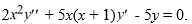 <strong>Consider the second-order differential equation: . Which of these is the recurrence relation for the coefficients?</strong> A) a_{n}=\frac{-2(n+r-1) a_{n-1}}{(2(n+r)+5)(n+r+1)}, n \geq 1 B) a_{n}=\frac{2(n+r-1) a_{n-1}}{(2(n+r)-5)(n+r+1)}, n \geq 1 C) a_{n}=\frac{-2(n+r-1) a_{n-1}}{(2(n+r)-1)(n+r+5)}, n \geq 1 D) a_{n}=\frac{2(n+r-1) a_{n-1}}{(2(n+r)+1)(n+r-5)}, n \geq 1