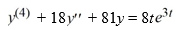 <strong>What is the form of a particular solution of the following nonhomogeneous differential equation? All capital letters in the choices represent arbitrary real constants.</strong> A) \left(A t^{3}+B t^{2}+C t+D\right) e^{3 t} B) \left(A t^{2}+B t+C\right) e^{3 t} C) (A t+B) e^{3 t} D) A t e^{3 t}+B