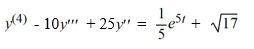 <strong>What is the form of a particular solution of the following nonhomogeneous differential equation? All capital letters in the choices represent arbitrary real constants.</strong> A) A+B e^{5 t} B) A t^{2}+B t+C+\left(D t^{2}+E t+F\right) e^{5 t} C) \left(A t^{2}+B t+C\right)\left(1+e^{5 t}\right) D) A t+B t^{2} e^{5 t}