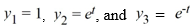 Consider the nonhomogeneous differential equation The functions form a fundamental set of solutions of the corresponding homogeneous equation Suppose the method of variation of parameters is to be used to find a particular solution Y<sub>p</sub> of the nonhomogeneous differential equation. Then, for appropriately-chosen functions As part of the process of forming this solution, find the following quantities.