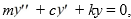 Suppose a 128-lb object stretches a spring 3 feet while in equilibrium, and a dashpot provides a damping force of 5 lbs for every foot per second of velocity. The form of the equation of unforced motion of the object in such a spring-mass system is where m is the mass of the object, c is the damping constant, and k is the spring constant. Assume that the spring starts at a height of 5/2 feet below the horizontal with an upward velocity of - 3 feet per second. For what values of the arbitrary constants C<sub>1</sub> and C<sub>2</sub> does a general solution of the form y(t) = satisfy the initial conditions? Provide the exact values, not decimal approximations. C<sub>1</sub>__________, C<sub>2</sub>____________