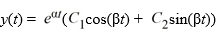 Suppose a 12-lb object stretches a spring 2 feet while in equilibrium. If the object is displaced an additional 2 inches and is then set in motion with an initial upward velocity of -1 feet per second. For what values of the arbitrary constants C<sub>1</sub> and C<sub>2</sub> does the general solution satisfy the initial conditions? Provide the exact values, not decimal approximations. C<sub>1</sub> = ________, C<sub>2</sub> = ________