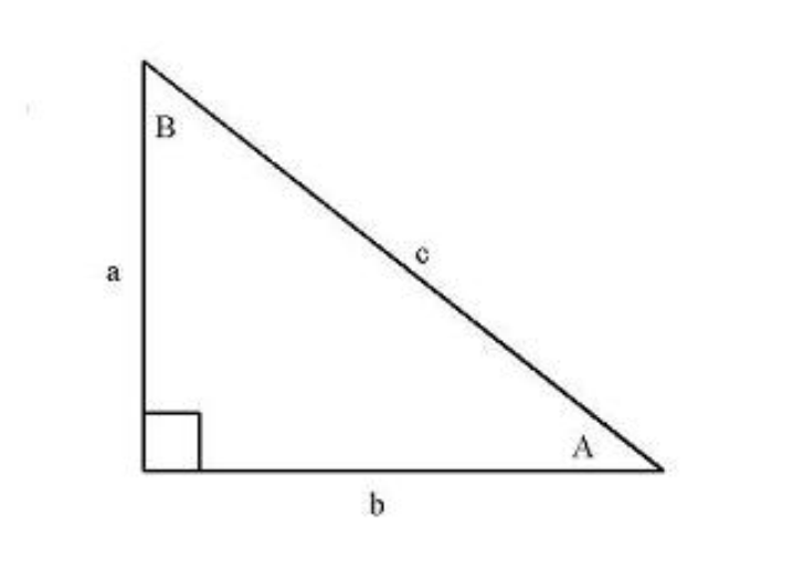 If a=4 and c=7 , find the following exactly. Express your answers as unsimplified radicals when appropriate. A) \sin A^{\circ} B) \cos A^{\circ} C) \tan A^{\circ}