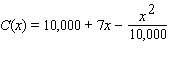 The function given below gives the cost to manufacture x items. Estimate (using h = 0.0001)the instantaneous rate of change of the cost at the production level . Select your answer rounded to the nearest tenth.