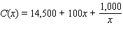 The function given below gives the cost to manufacture x items. Estimate (using h = 0.0001)the instantaneous rate of change of the total cost at the production level . Enter your answer as a number without the units rounded to the nearest tenth.