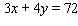 <strong>Maximize with .</strong> A)P = 4 B)P = 72 C)P = 1,200 D)P = 108 E)P = 216